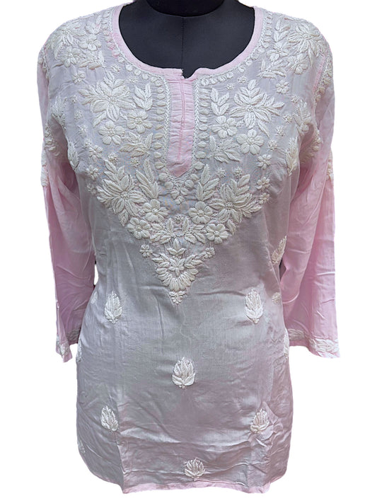 Soft Modal Short Kurti with White Embroidery - Perfect blend of comfort and style