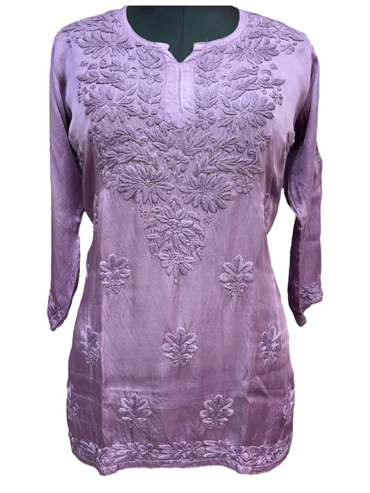 Premium Modal Satin Short Kurti With 3D Embroidery