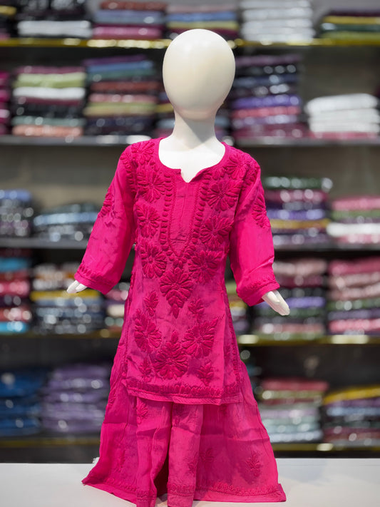 Exclusive American Crepe Kids Sharara Set With 3d Embroidery