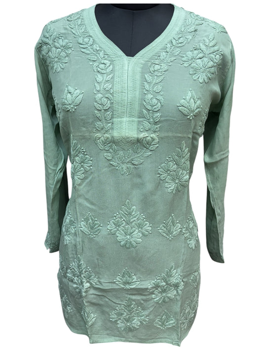 Premium American Crepe Short Top With 3D Embroidery - Experience Unique Elegance