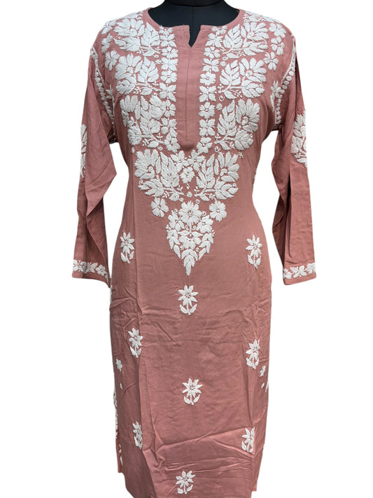 Modal Chikankari Kurti with Delicate White Embroidery
