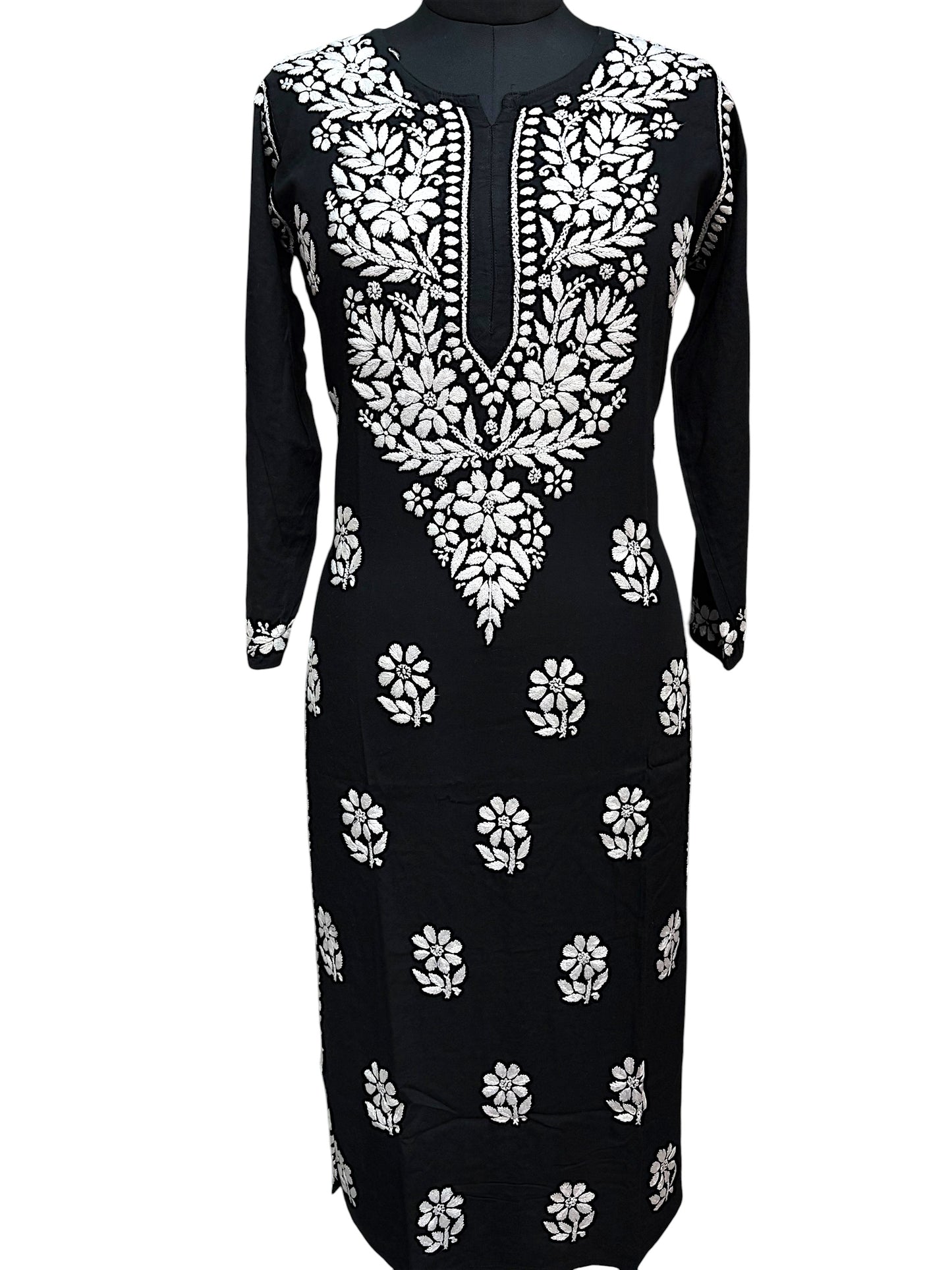Modal Chikankari Kurti with Delicate White Embroidery