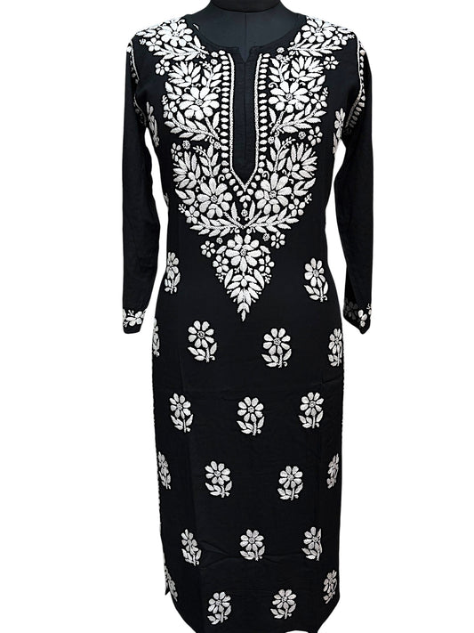 Modal Chikankari Kurti with Delicate White Embroidery