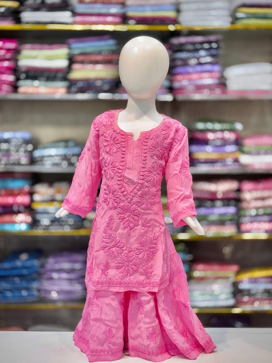 Exclusive American Crepe Kids Sharara Set With 3d Embroidery