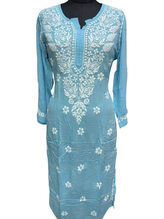 Modal Chikankari Kurti with Delicate White Embroidery