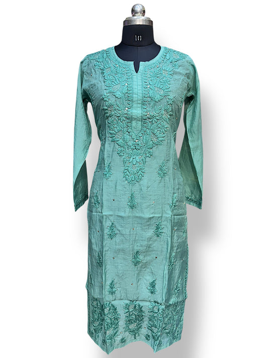 Pure Mul-Chanderi with Intricate 3d & Mukaish Work