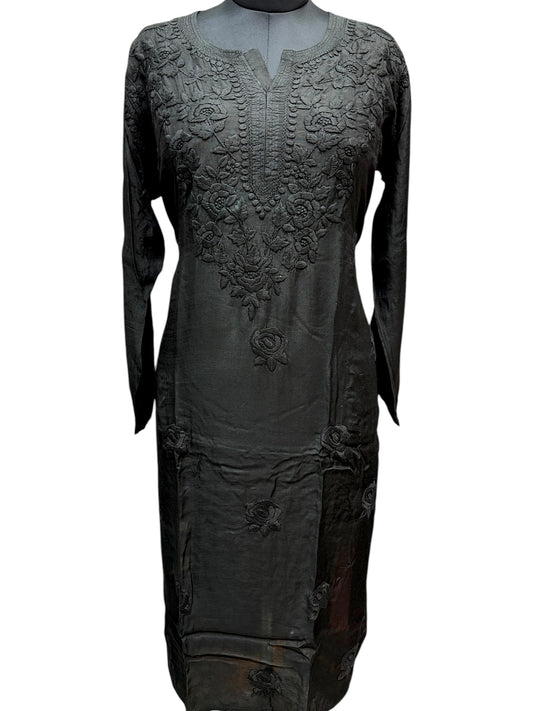 Stunning Muslin Black Kurti with Self-Thread 3D Embroidery – Elevate Your Ethnic Wardrobe