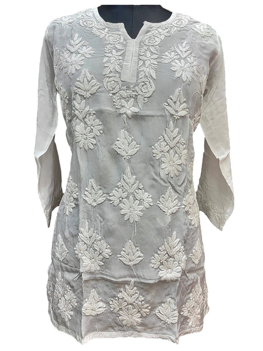 Premium American Crepe Short Top With 3D Embroidery - Experience Unique Elegance