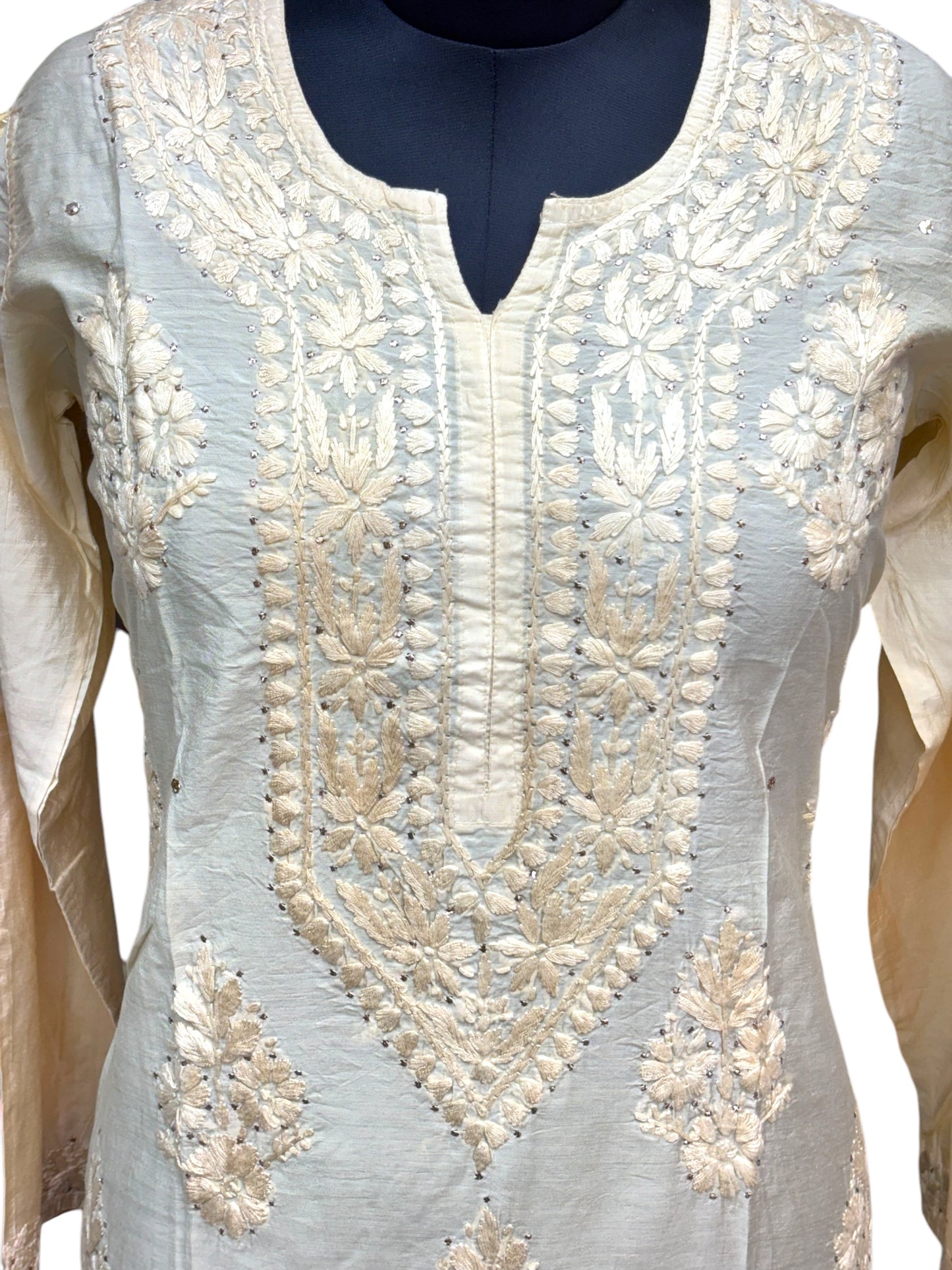 Luxurious Silk Kurti with Mukaish & intricate Resham Embroidery– Unveiling Timeless Artistry