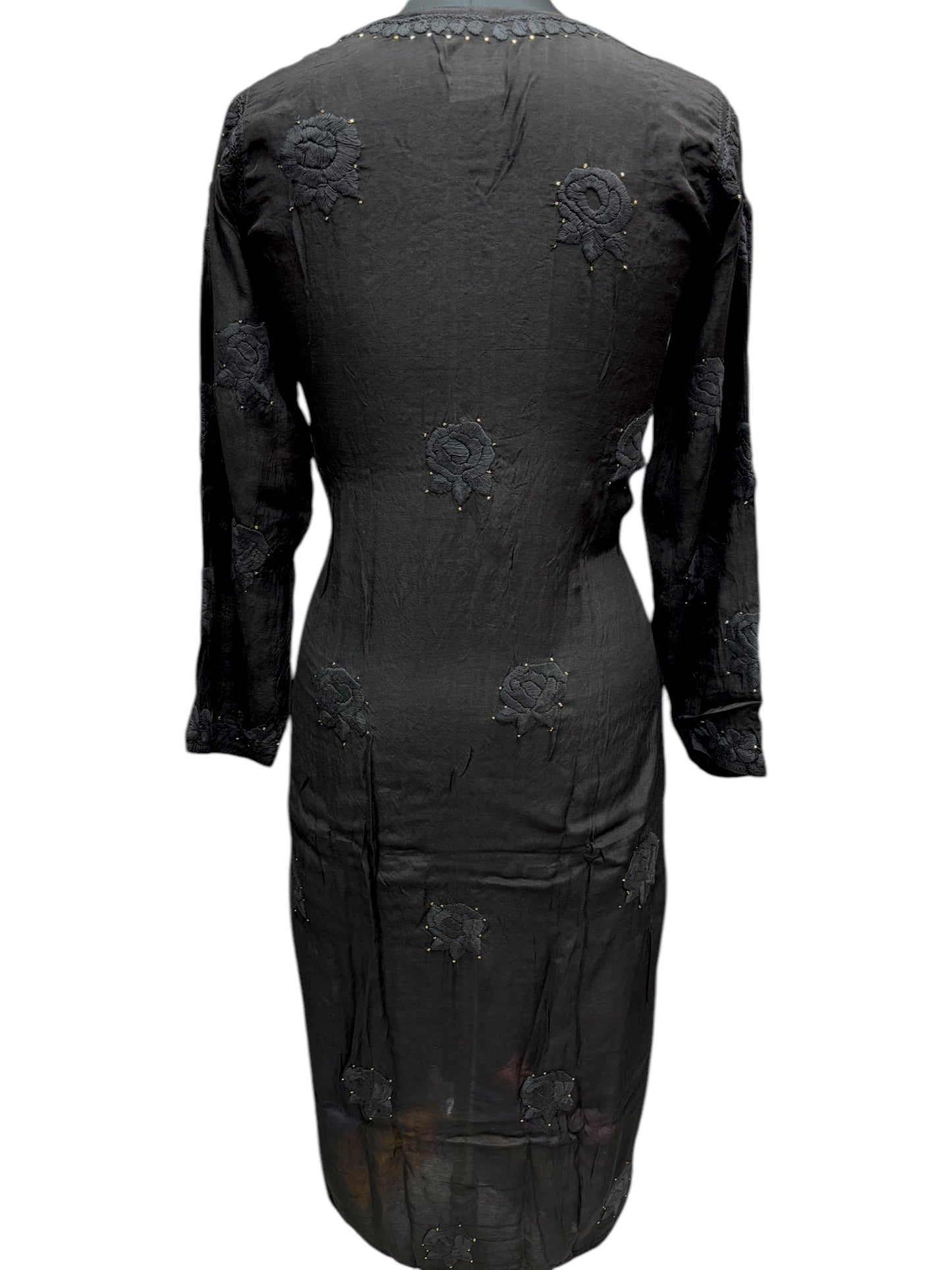 Stunning Muslin Black Kurti with Mukaish & Self-Thread 3D Embroidery