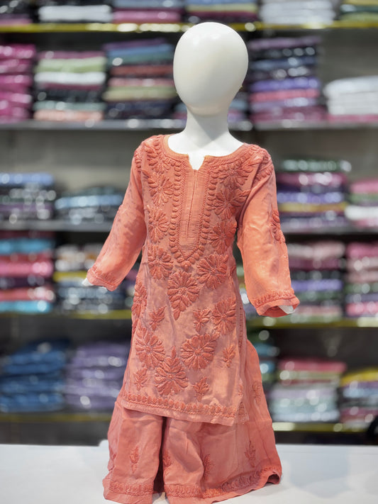 Exclusive American Crepe Kids Sharara Set With 3d Embroidery
