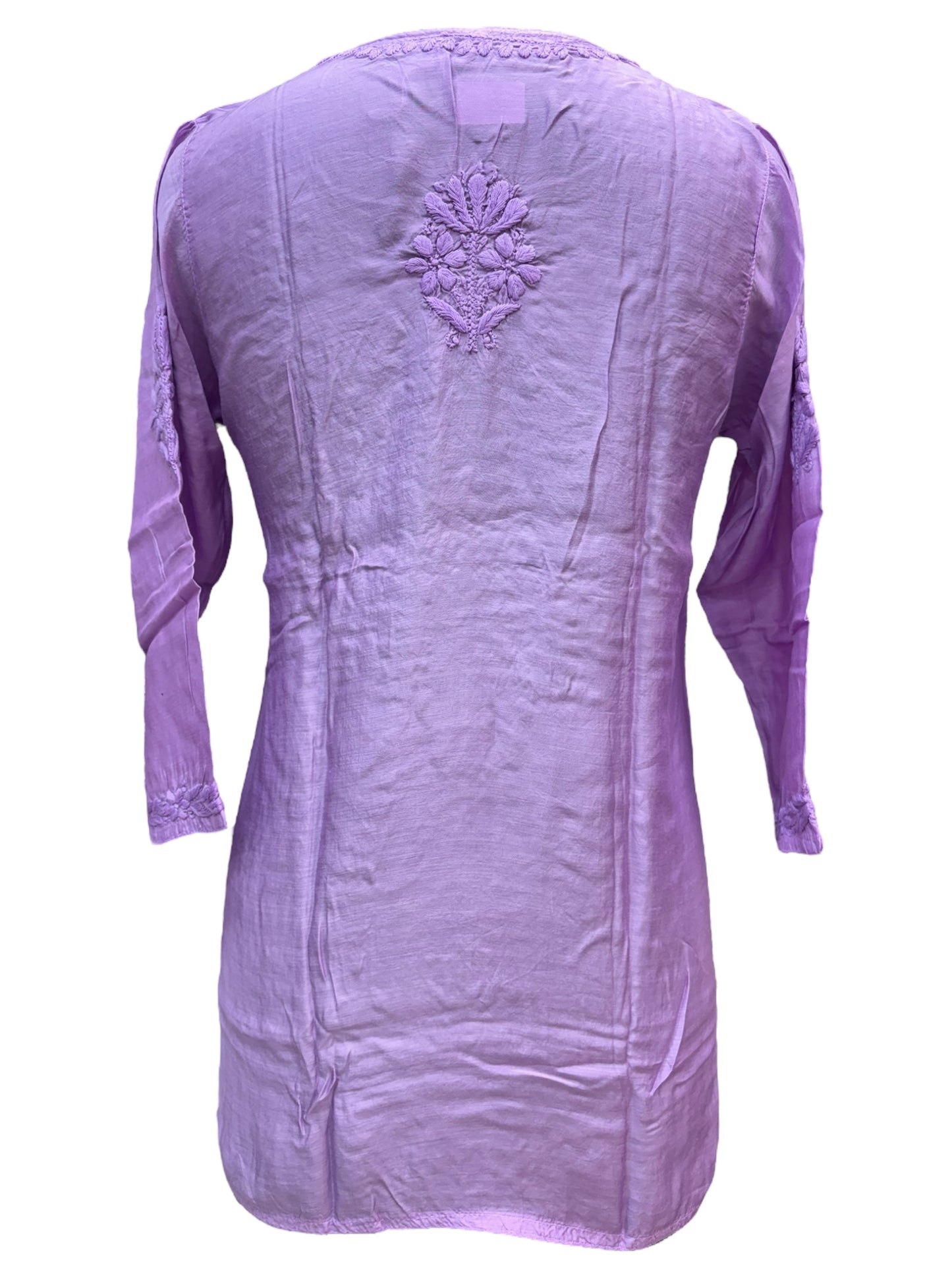 Pure Muslin Short Kurti With Self-Thread 3D Embroidery