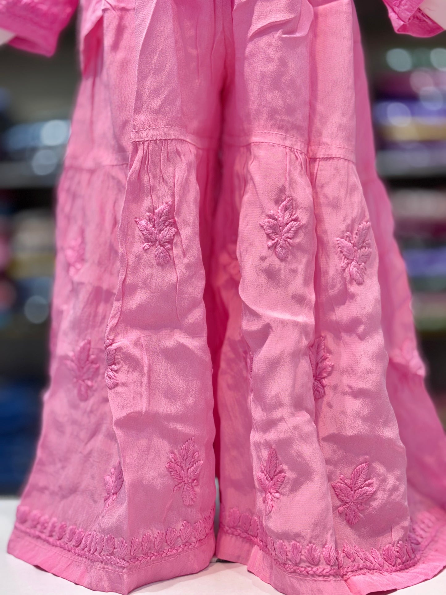 Exclusive American Crepe Kids Sharara Set With 3d Embroidery