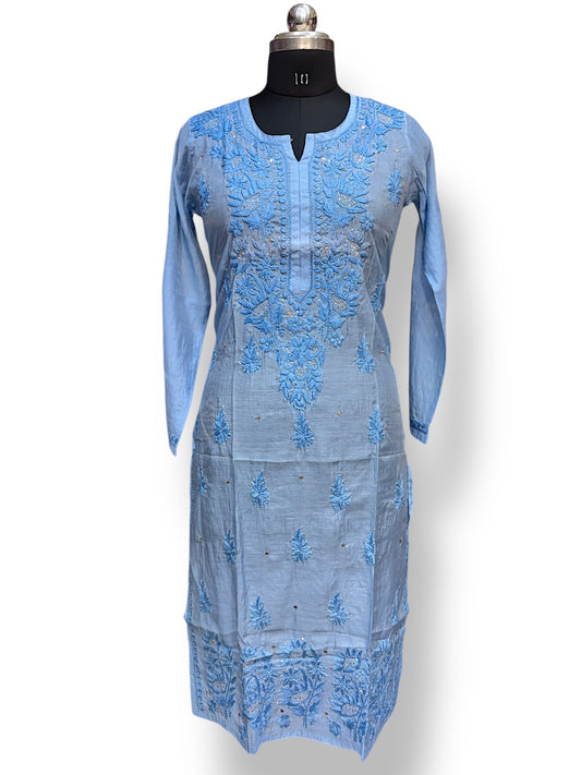 Pure Mul-Chanderi with Intricate 3d & Mukaish Work