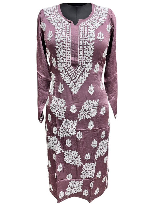 Premium Modal Satin Kurti With 3D Embroidery