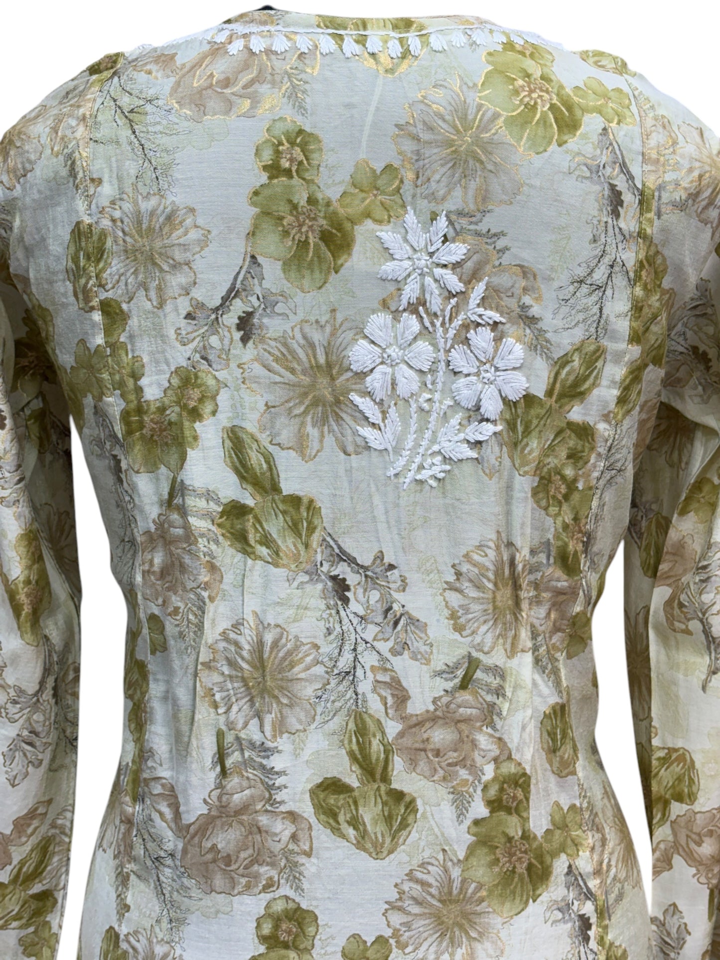Stunning Muslin Embosed Print Kurti with Resham-Thread Embroidery – Elevate Your Ethnic Wardrobe