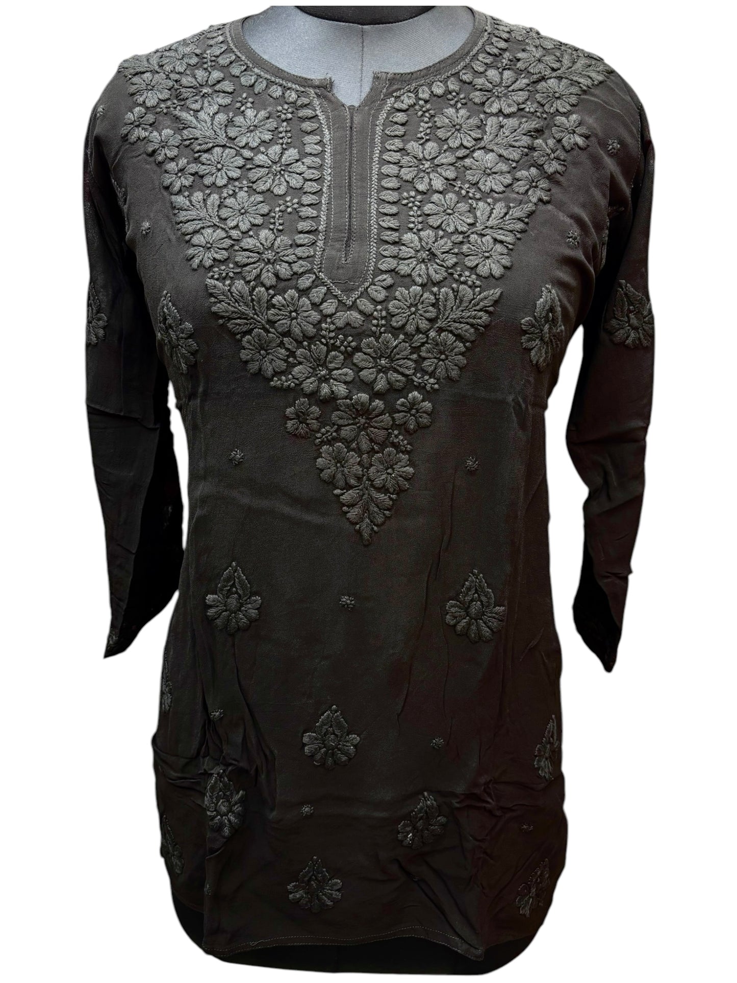 Premium Black Viscos Short Kurti With Fine 3D Embroidery