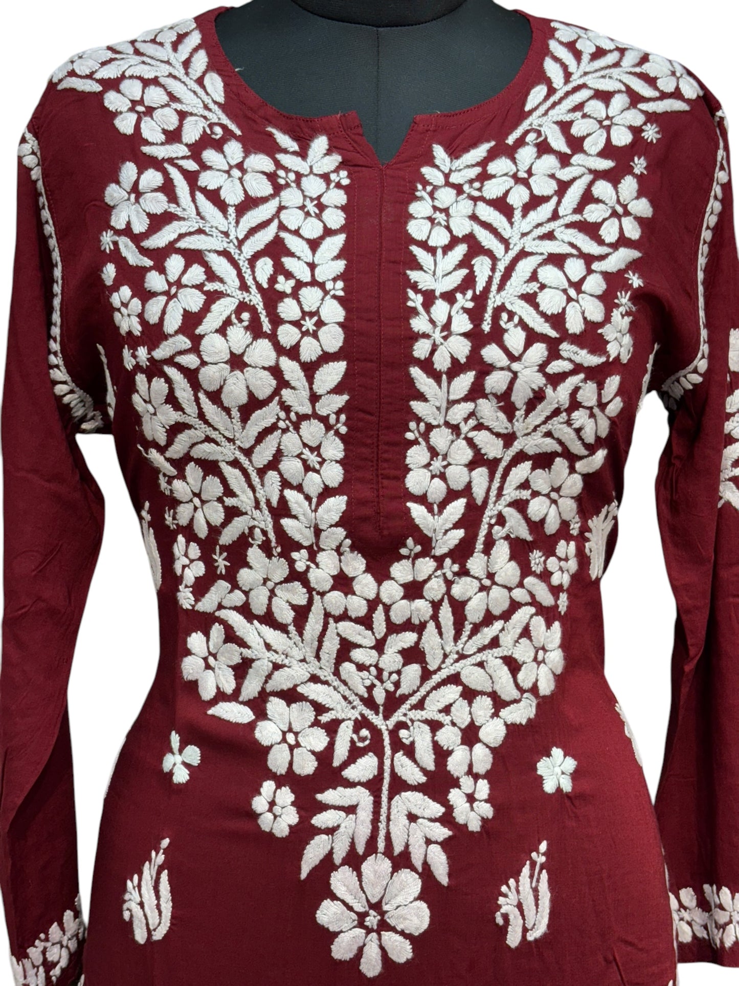 Modal Chikankari Kurti with Delicate White Embroidery