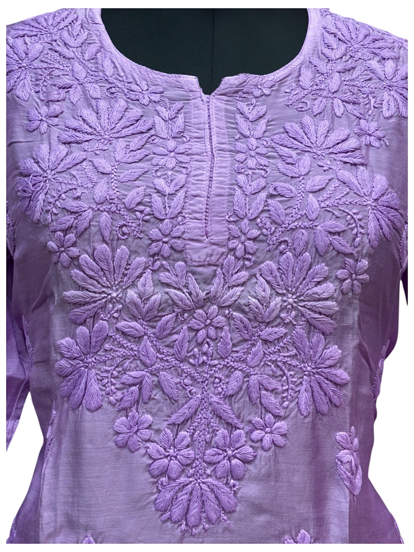 Pure Muslin Short Kurti With Self-Thread 3D Embroidery