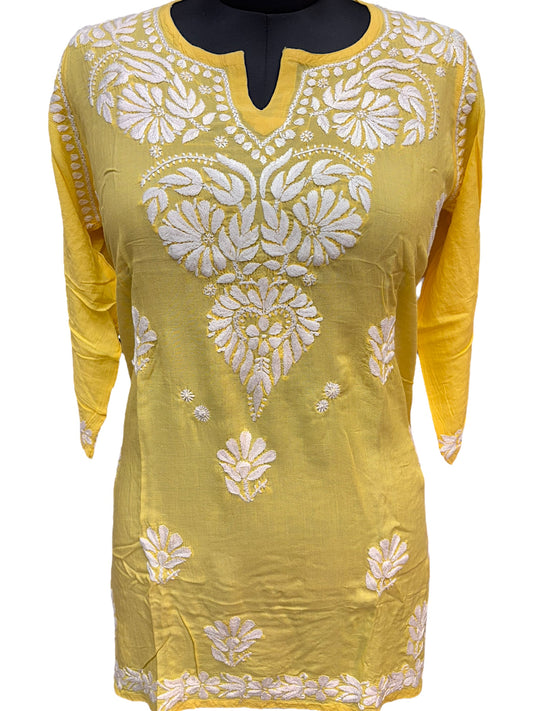 Soft Modal Short Kurti with White Embroidery - Perfect blend of comfort and style