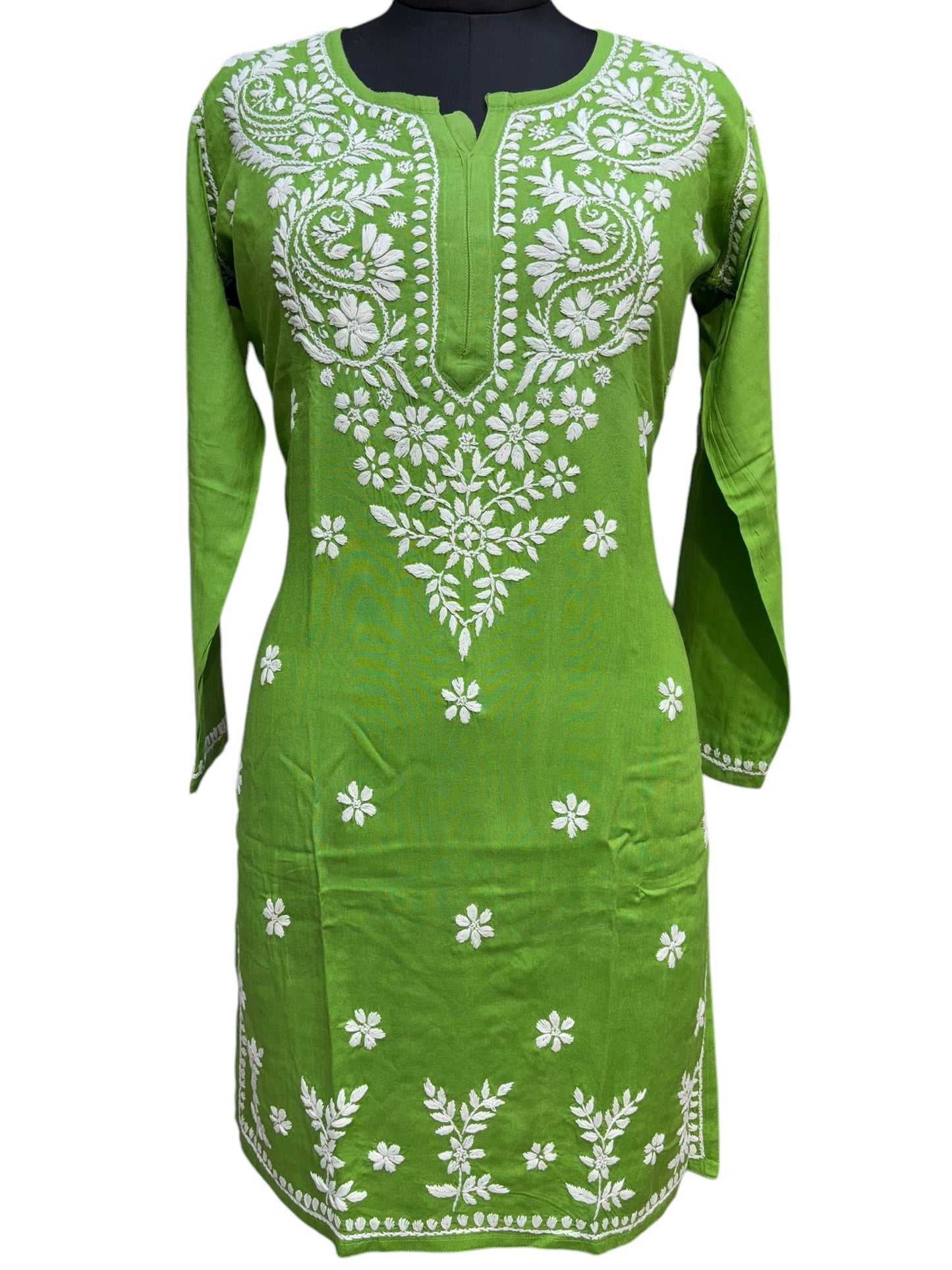 Modal Chikankari Kurti with Delicate White Embroidery
