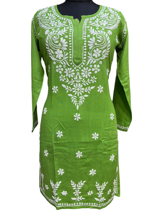 Modal Chikankari Kurti with Delicate White Embroidery
