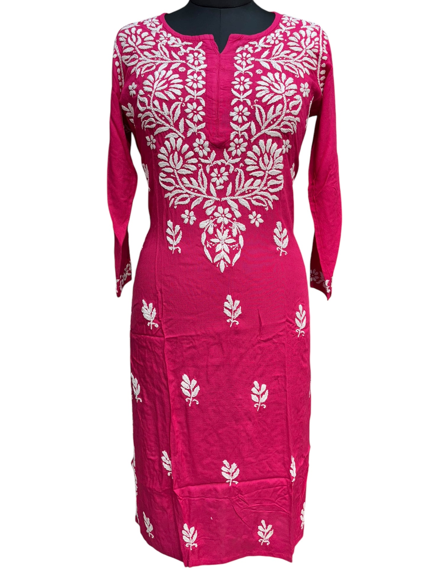 Modal Chikankari Kurti with Delicate White Embroidery