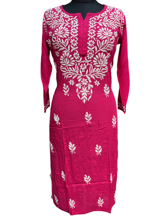 Modal Chikankari Kurti with Delicate White Embroidery