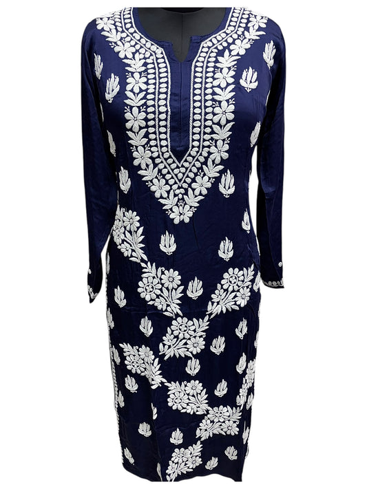 Premium Modal Satin Kurti With 3D Embroidery