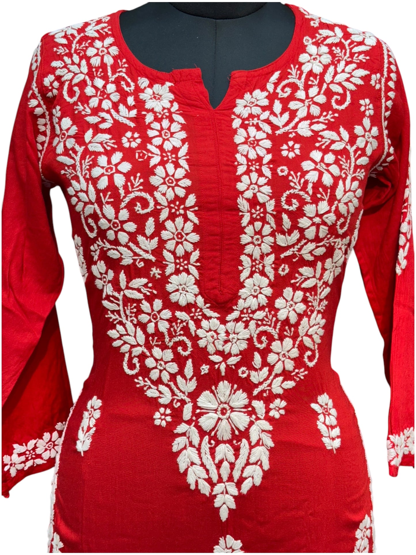 Modal Chikankari Kurti with Delicate White Embroidery