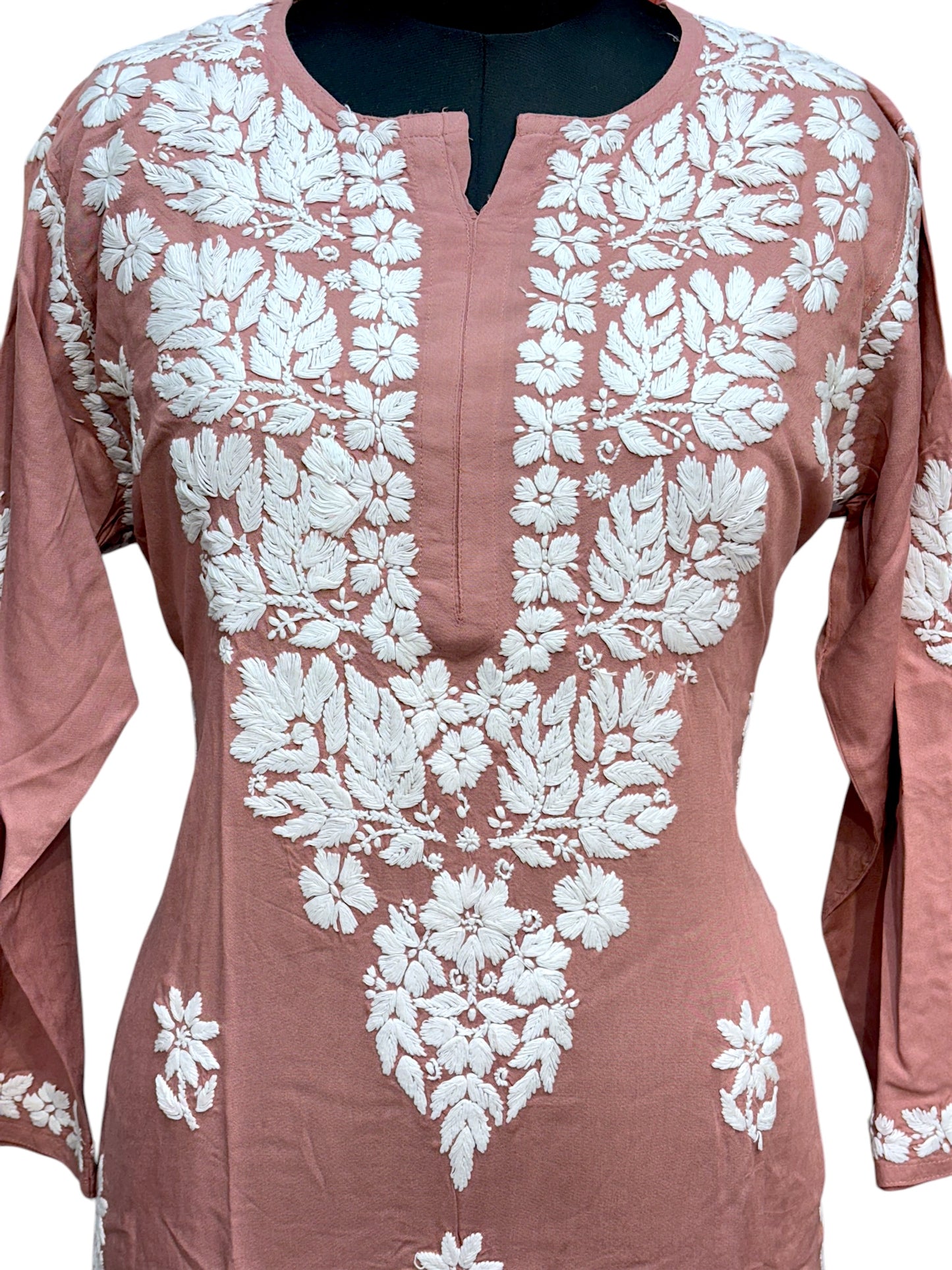 Modal Chikankari Kurti with Delicate White Embroidery
