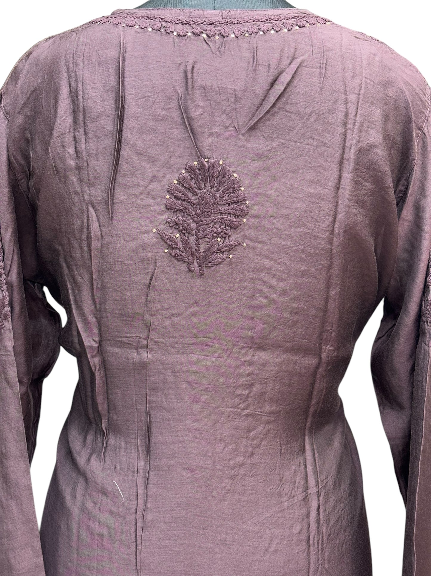 Stunning Muslin Kurti with Mukaish & Self-Thread 3D Embroidery