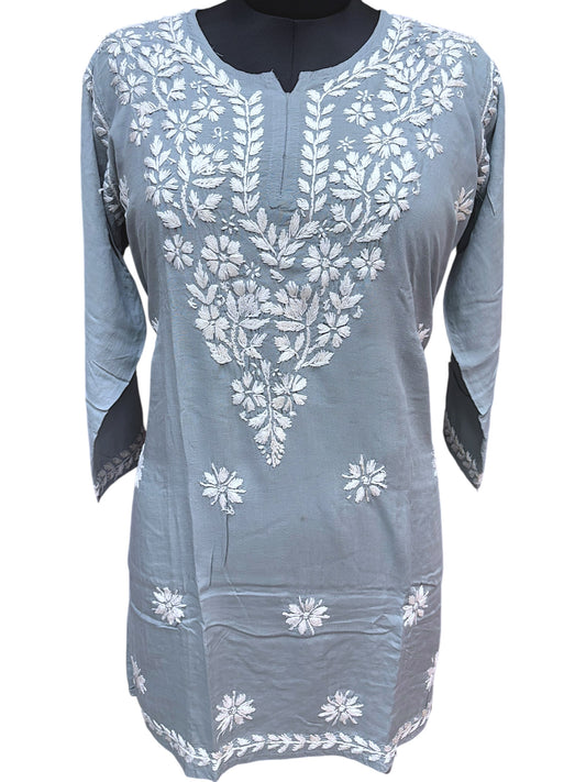 Soft Modal Short Kurti with White Embroidery - Perfect blend of comfort and style