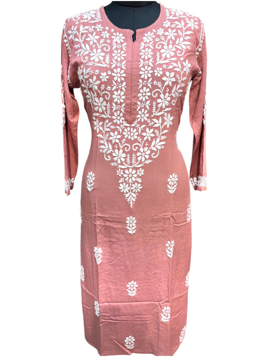 Modal Chikankari Kurti with Delicate White Embroidery