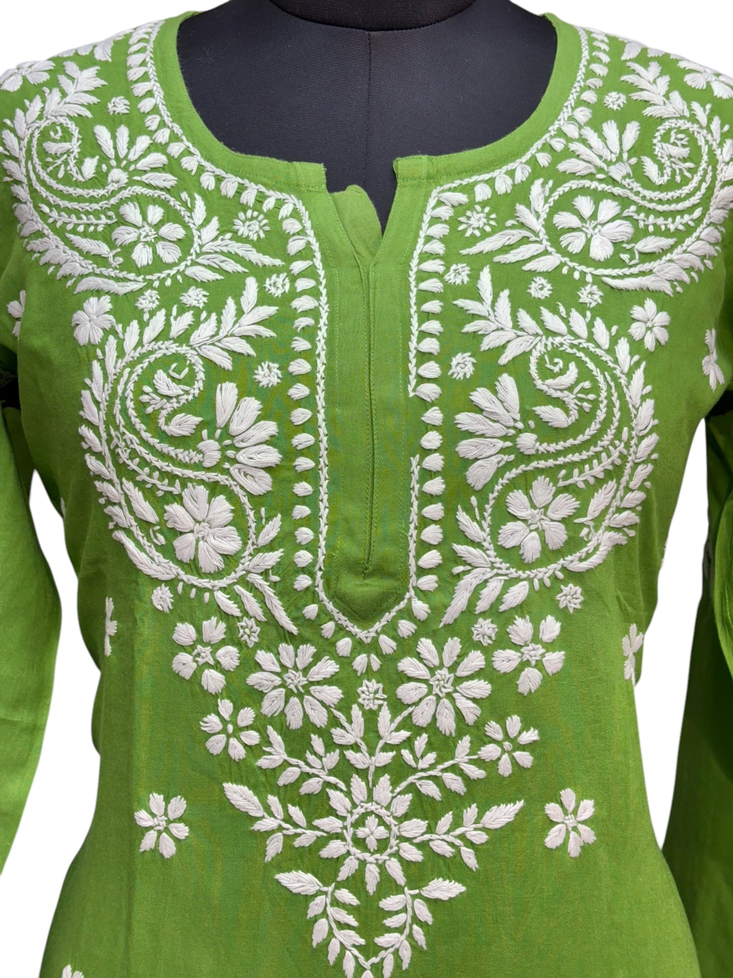 Modal Chikankari Kurti with Delicate White Embroidery