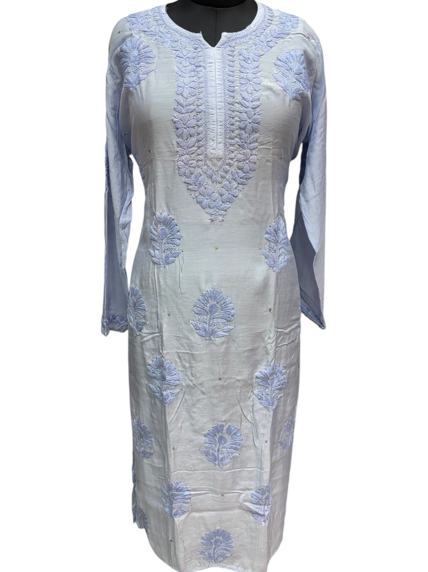 Stunning Muslin Kurti with Mukaish & Self-Thread 3D Embroidery