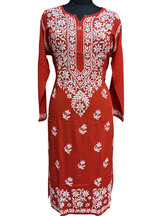 Modal Chikankari Kurti with Delicate White Embroidery