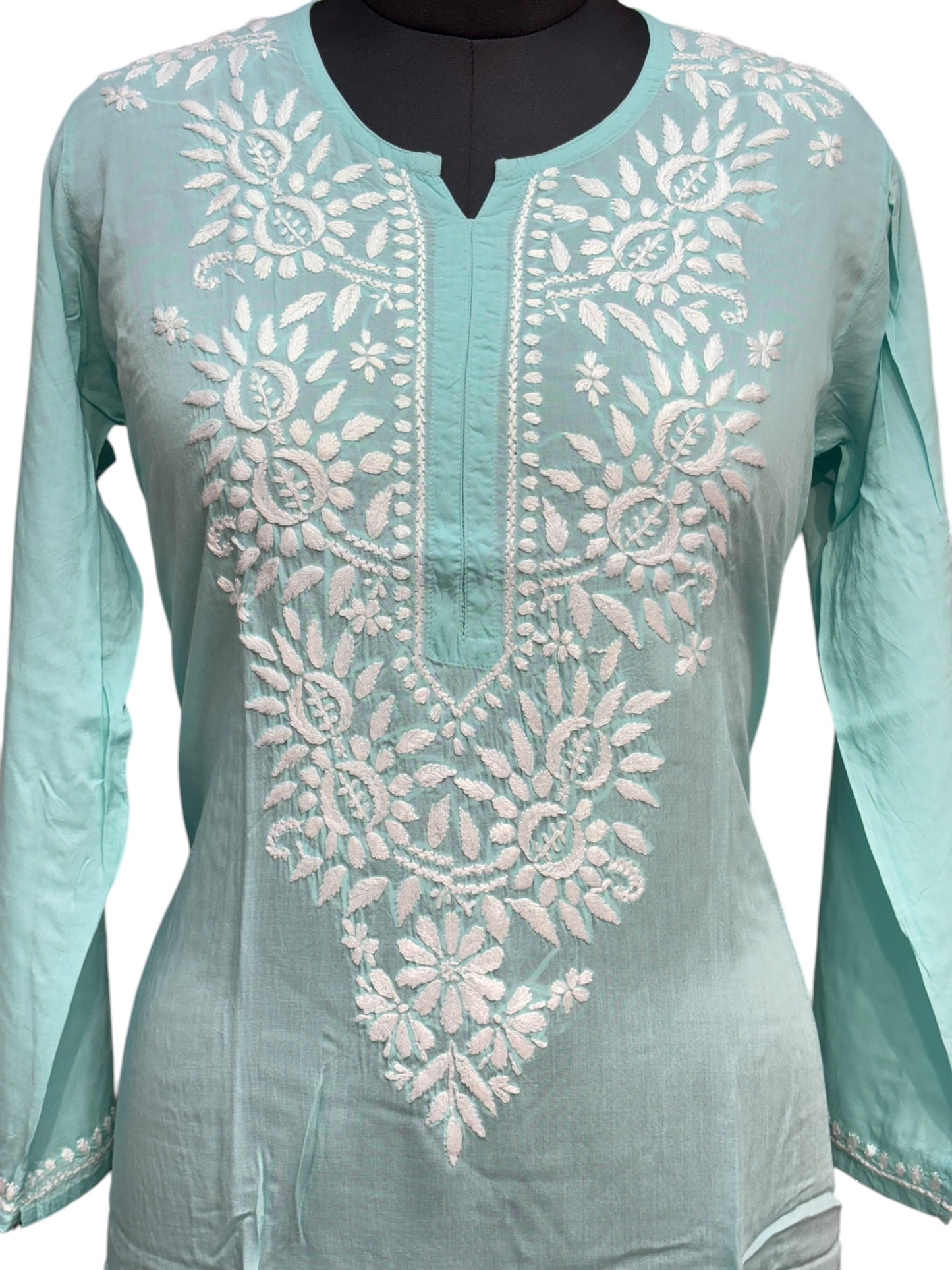 Modal Chikankari Kurti with Delicate White Embroidery