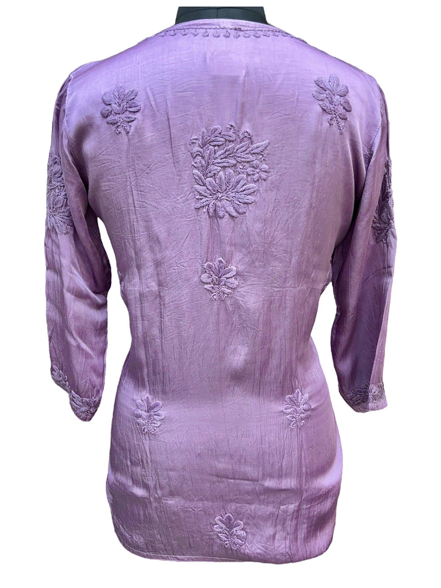 Premium Modal Satin Short Kurti With 3D Embroidery