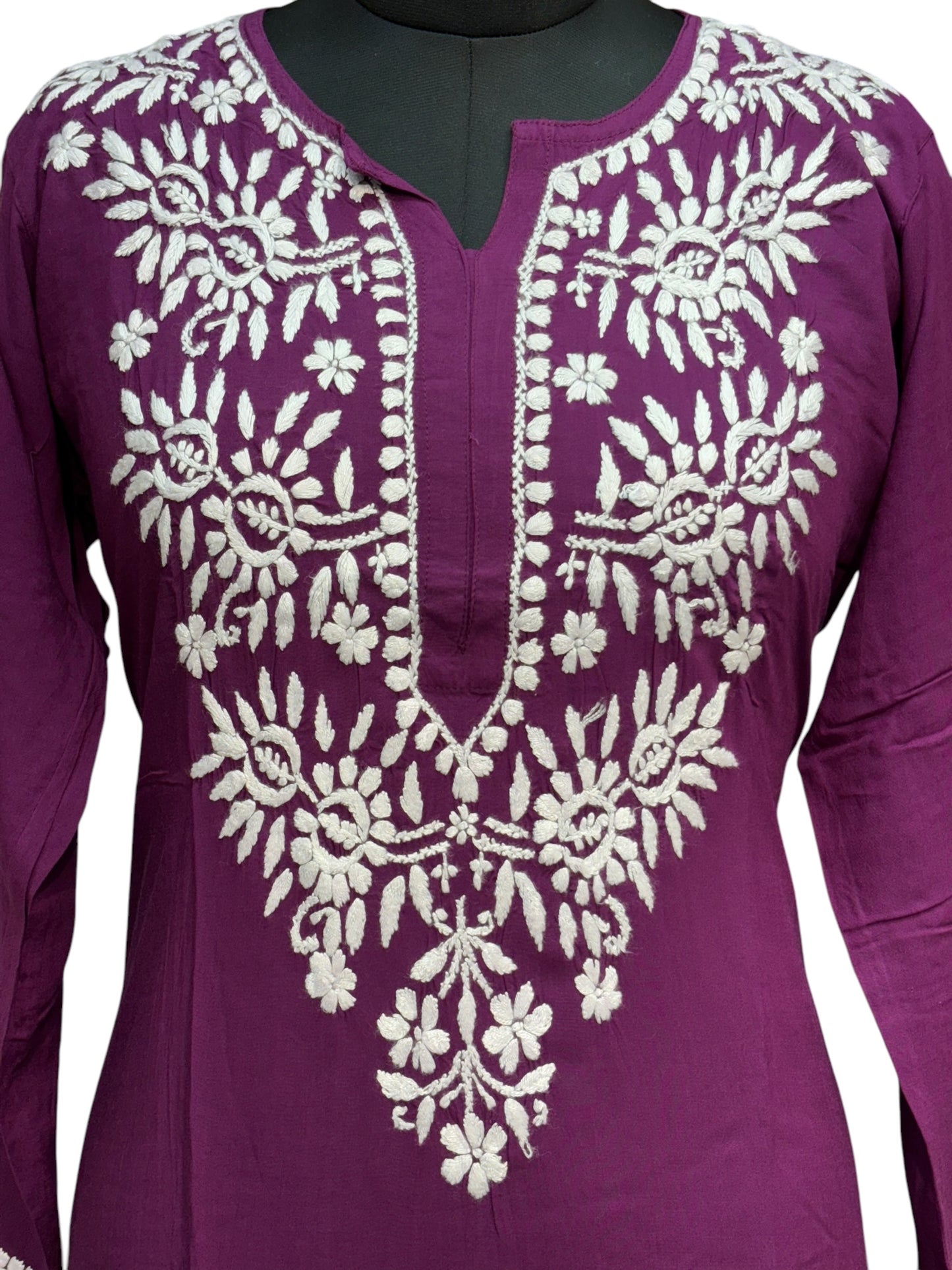 Modal Chikankari Kurti with Delicate White Embroidery