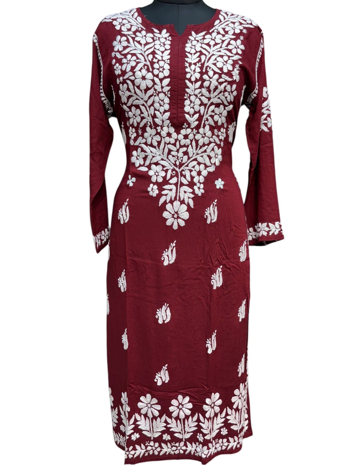 Modal Chikankari Kurti with Delicate White Embroidery
