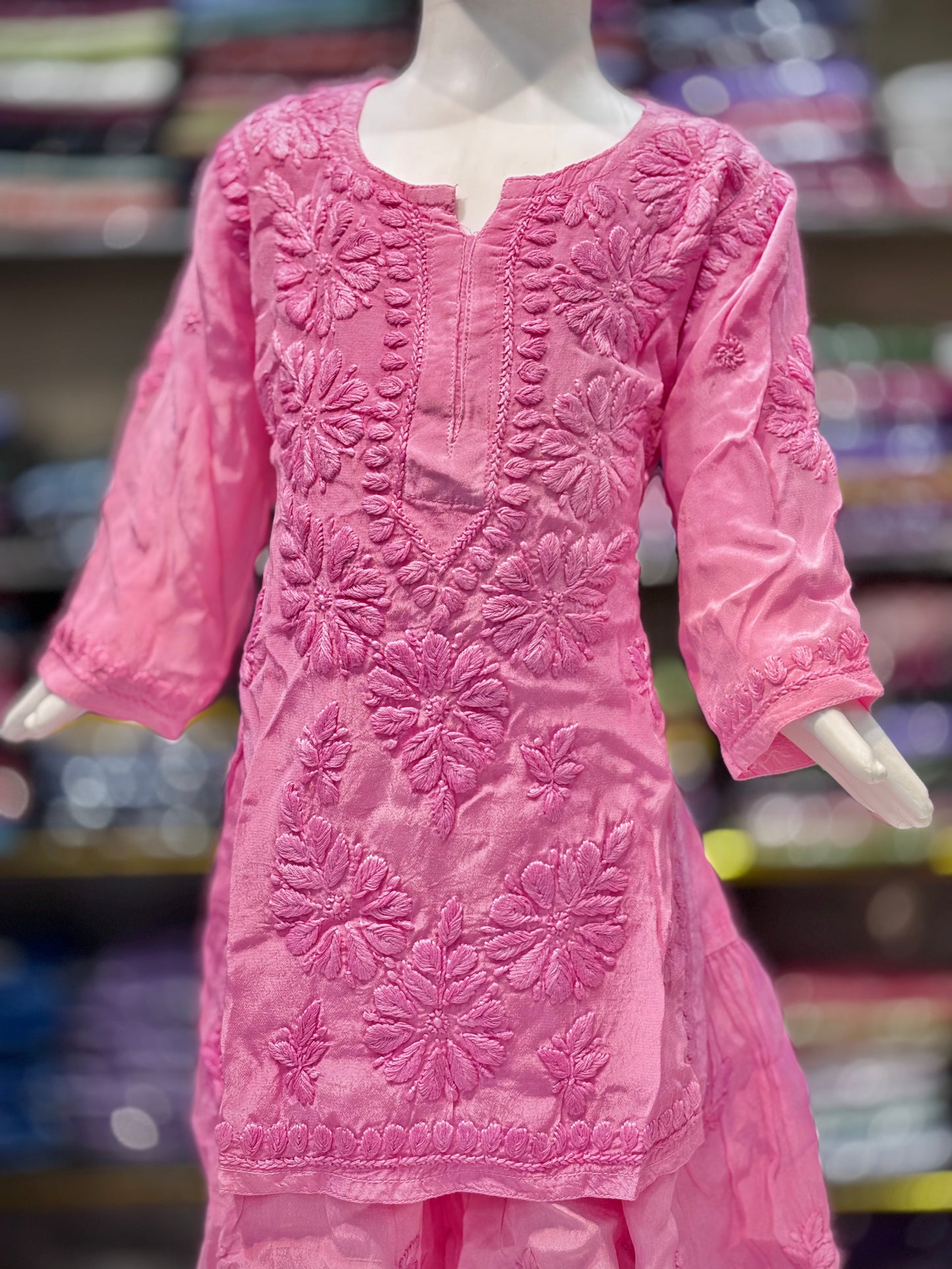 Exclusive American Crepe Kids Sharara Set With 3d Embroidery