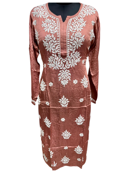 Premium Modal Satin Kurti With 3D Embroidery