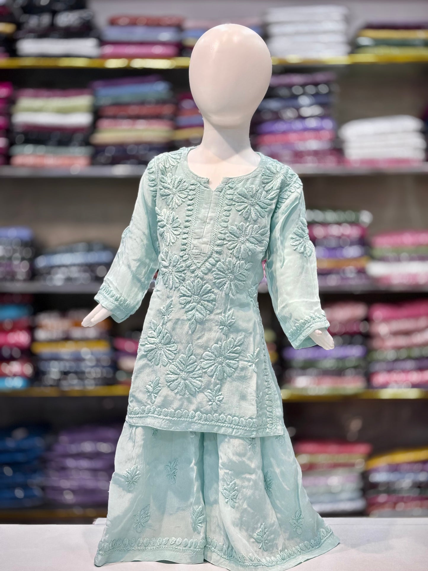 Exclusive American Crepe Kids Sharara Set With 3d Embroidery