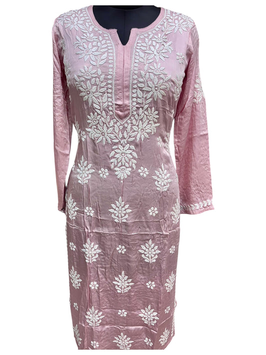 Premium Modal Satin Kurti With 3D Embroidery