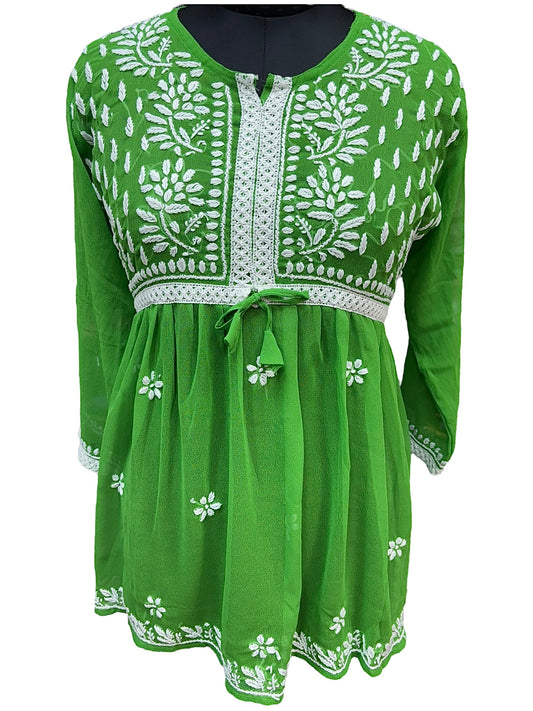 Georgette Short Tunic with White Embroidery