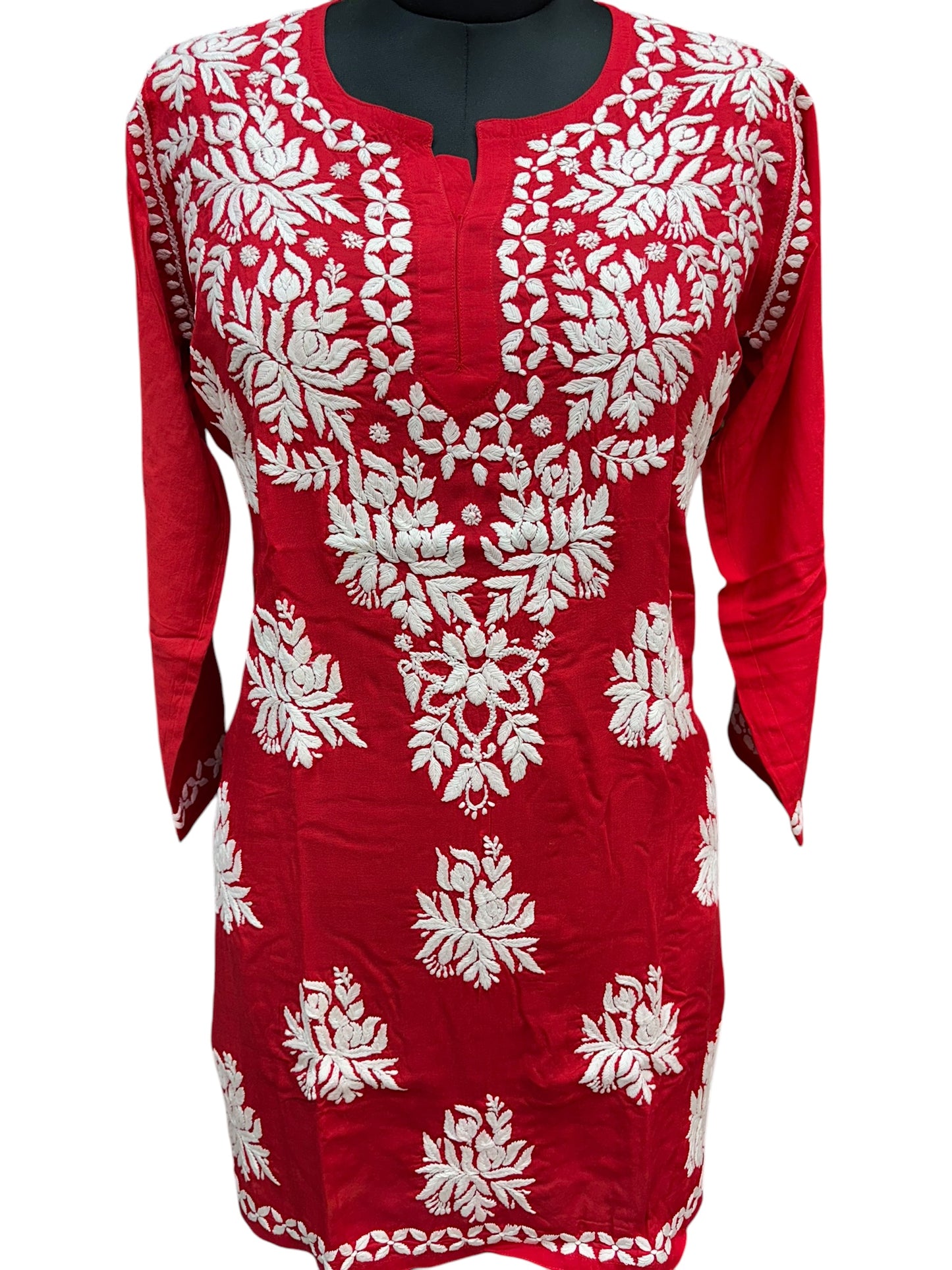 Soft Modal Short Kurti with White Embroidery - Perfect blend of comfort and style