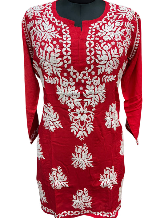 Soft Modal Short Kurti with White Embroidery - Perfect blend of comfort and style
