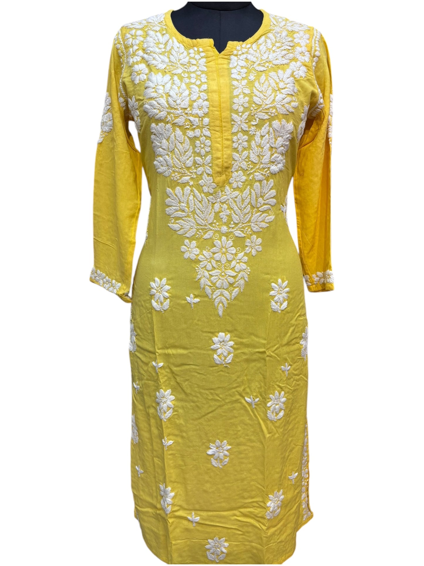 Modal Chikankari Kurti with Delicate White Embroidery