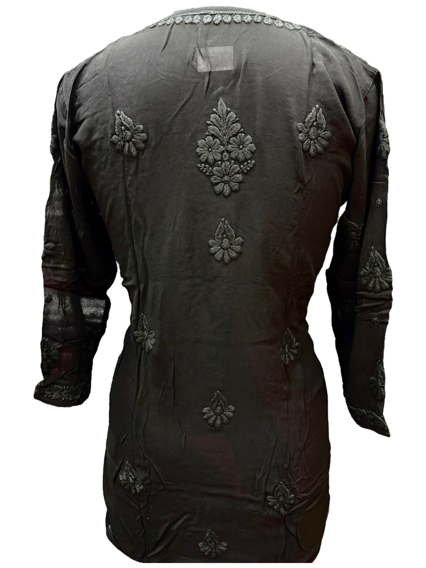 Premium Black Viscos Short Kurti With Fine 3D Embroidery